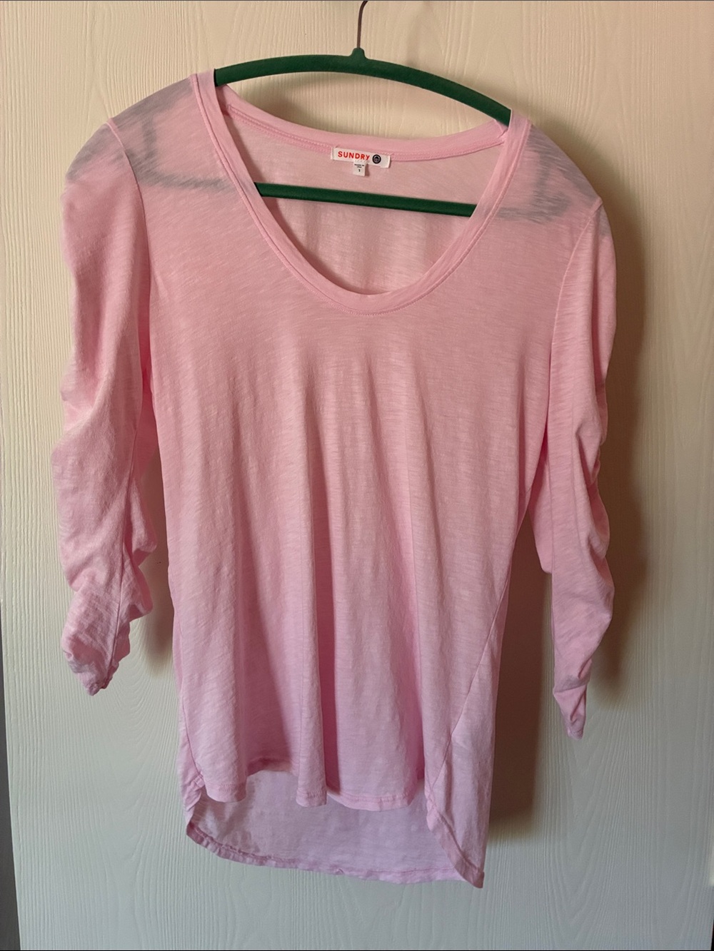 Sundry Light Pink Scoop Neck Long Sleeve Tee, small, EUC